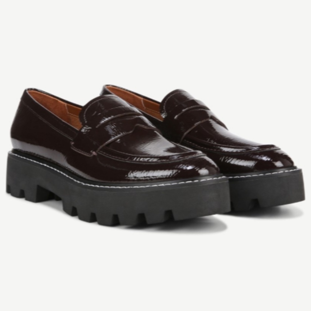 Franco Sarto Balin Lug Sole Penny Loafer In Burgundy Patent